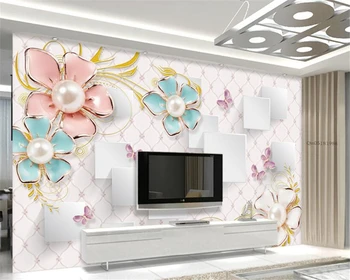 Потребителски 3D тапети Beibehang, триизмерна кутия с релефни във формата на цвете, хол, спалня, ТВ-фон, стенописи, 3d тапети phoro