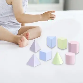 8шт Геометрични играчки Монтесори 3D-форми, е Математическа игра за подреждане на играчки за учителите, за да проверите за домашно обучение
