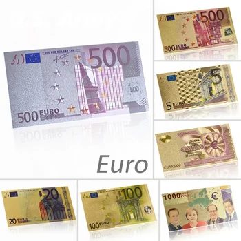 * Цветни фалшиви банкноти от 500 евро, Сребърен фолио, банкноти евро банкноти за събиране на книжни пари, банкноти за сувенири подарък