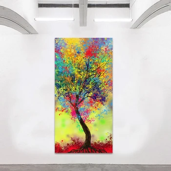 HDARTISAN Стенно изкуство Платно Картина Пейзаж, Цветни щампи дървета Начало декор Без рамка