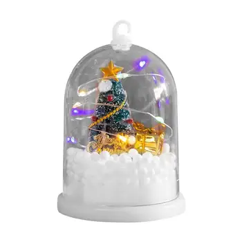Снежна сцена Мини-подаръци, Коледна елха Коледна украса на Коледна елха в стъклен купола Цветна изкуствена елха за Коледа