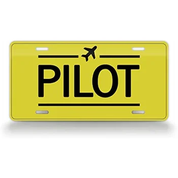 Жълт регистрационен номер пилот Проста етикет Aviator Flight Auto-Декорация на стените Метален стенен знак