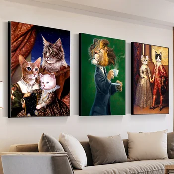 Екзотично семейство котки, Стенни живопис върху платно, стенни художествени плакати, щампи за всекидневната, Стенни пана, Начало декор Cuadros Wall