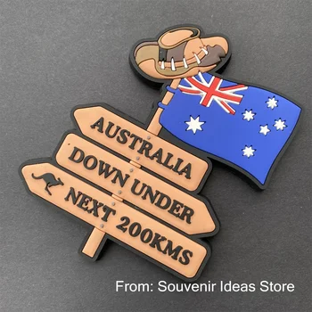 Австралия Уличен пътен знак Туристически сувенир за пътуване 3D гума хладилник Стикер с магнит за хладилник ИДЕЯ за ПОДАРЪК