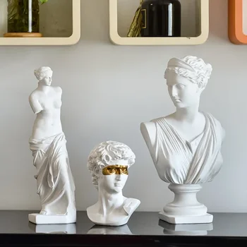 Декорации от смола на Класически гръцки скулптури и статуетки от смола с глава на Давид Декор за вашия дом офис Статуя-бюст на Давид на Микеланджело