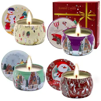 Комплект свещи за ароматерапия, 4 бр., набор от малки свещи за Коледа, декоративни и полезни за здравето, трайни мини-ароматни свещи за йога