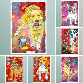 Детски Художествени Надписи, Образователни Плакати, снимки с Кучета, Кучешки Следи, Породи Кучета, Портрети, Детски Стенни Рисунки С Животни-Кучета