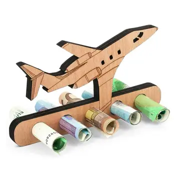 Адаптивни Дървена Подарък Ръчна изработка на Дървен Самолет Титуляр За Пари Украшение Уникален Подарък за Рожден Ден на Авиацията на Бала