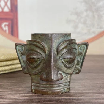 Подвесная маска за уреда Sanxingdui в ретро стил, творчески вертикални медни украси за работния плот във формата на птици, декорация на стаята
