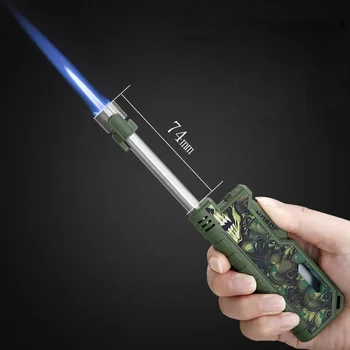 Творчески телескопична запалване Полюс ветрозащитный сини пламъци запалки може да се използва в кухнята на открито къмпинг пистолет запалка