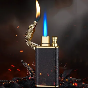 Нова форма на Двойно Дракон е огнен струя на Открит огън Ветрозащитная Бутановая газова запалка Мъжки подарък Малка играчка Инструмент за прикуривания цигари