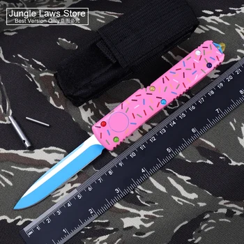 Джобни Ножчета за самозащита серия UT Десерт Warrior MICRO ULTRA OTF TECH UTX Пълноценно Син цвят, с Остър Нож Donut Pink EDC M7