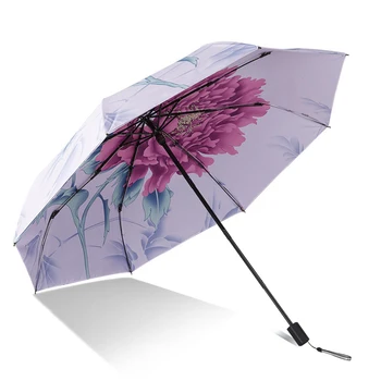Креативен UV-чадър От Слънце и Дъжд, Двоен Плат Чадър, Ветрозащитный, с ретро-принтом, Сватбен чадър Chuva Paraguas Sombrilla.