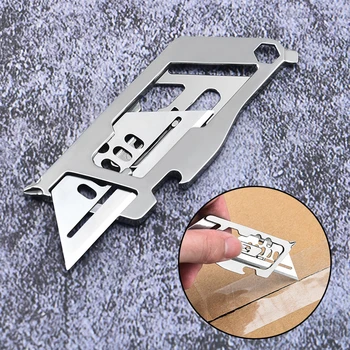 Мини Разтегателен нож за рязане на кутии Ключодържател Мультитул Инструмент за отваряне на пликове Малък джобен нож EDC със сменяеми остриета 10шт