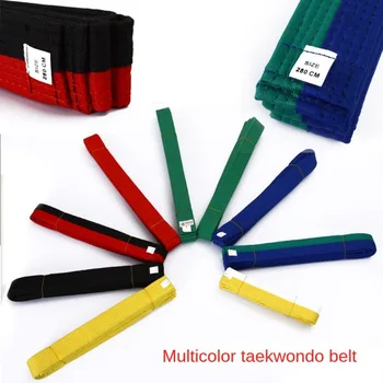 Памук колан за таекуондо 2,2 /2,8 М, ранговые колан със същия цвят, черни / червени /зелени /жълти, пъстри