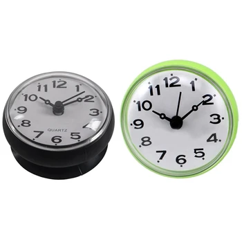 2 елемента 7 см Водоустойчиви Кухненски Часовник за баня, душ, издънка на стената - Черно и зелено