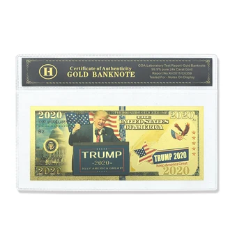 Банкнота от златно фолио 45-ти президент на САЩ Доналд Тръмп 2020 г. номинална стойност от 1 000 000 щатски долара с поделками от мидени черупки колекционерска стойност Сувенирни Подаръци