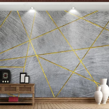 Xuesu Nordique personnalité minimaliste abstrait géométrique lignes d ' or TV fond mur imperméable papier peint tissu стенопис