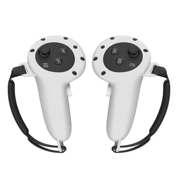 За Oculus Quest 3 VR Защитен калъф за сензорен контролер VR Силикон с каишка за улавяне кошари Аксесоари за виртуална реалност-светло сив