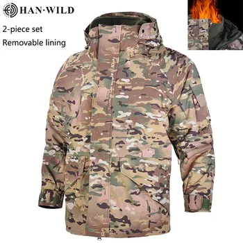 Тактическа яке HAN WILD Камуфляжные якета с утепленной топла подвижна подплата 2в1 палто на Г-8 двупластова водоустойчив катерене яке