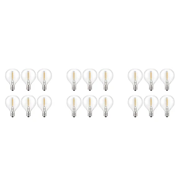 18 бр. сменяеми led лампи G40, нечупливи led лампи-глобуси на винтова основа E12 за слънчеви гирлянди, топло бяло