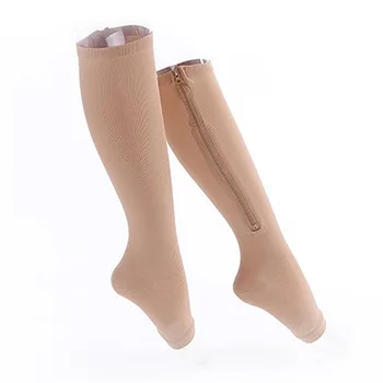 Мъжки и дамски еластични компресия чорапи с висок чучур и открита подкрепа за краката, Спортни чорапи за йога с цип M-XXL