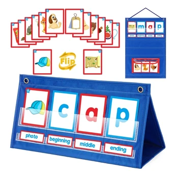 DXAB CVC Word Builder Настолна Покет карта е Набор от карти за палатки Карти за акустични игри за предучилищна Клас детската градина