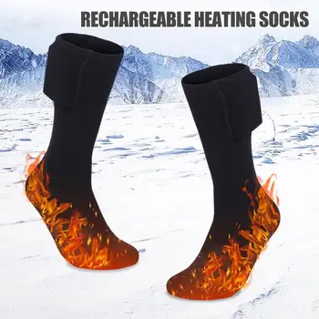 Електрически термоноски, зимни дебели терлици, уреди за крака с топъл от акумулаторни батерии, дълги чорапи с електрически отопляеми с висока шнорхел