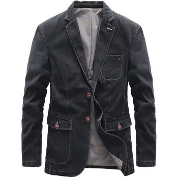Деним яке в бизнес стил, нова яке, класически популярните ежедневни якета, палта, висококачествен и Модерен мъжки блейзър, размер
