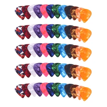 60 Опаковки цветни медиатори с абстрактно изкуство, Уникален китара подарък за бас, електрически и акустични китари, включва 0,46 мм, 0,71 мм, 0.