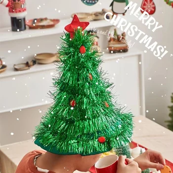 Шапки във формата на елхи, лъскава led шапка, Коледна украса 2023, новост, Коледна парти, Коледен елф, плашило за деца, жени