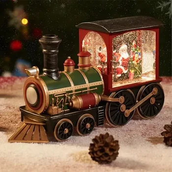Дядо Коледа, Снежен човек Коледен подарък В Навечерието на Коледа един Малък Влак Без музикална кутия за бижута Кристална топка за Декорация на масата