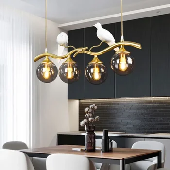 Led полилей Black Gold Bird Проста подвесная лампа за дневна, зона за хранене, кухненски интериор, домашно подвесного осветление в помещението
