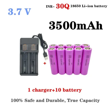 100% оригинална литиево-йонна акумулаторна батерия истинската капацитет INR 30Q 18650 3,7 3000 mah, мощен разряд 20A с висок ток