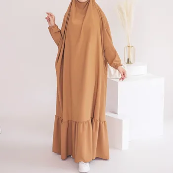 2024 Рамадан Исляма Рокля Абайя Монофонични халат Femme Dali Ежедневни модни Свободна мюсюлманска дамски дрехи