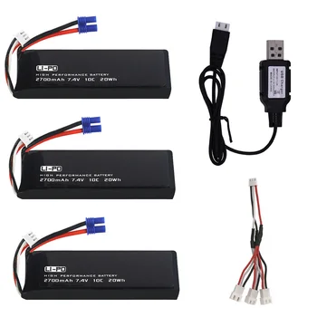 7,4 По 2700 ма 10В lipo батерия с USB Зарядно устройство кабел 3в1 за H501S H501C X4 RC Квадрокоптер резервни части батерия за Hubsan H501S