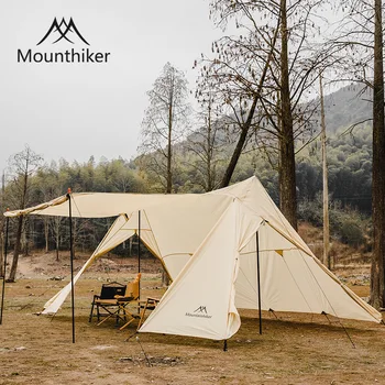 MOUNTAINHIKER Нова Луксозна шатра от полиестер 5-8 души, черно, слонова кост, Самоуправляваща се Палатка, Туристически палатки за къмпинг в дивата природа, палатки-подслон
