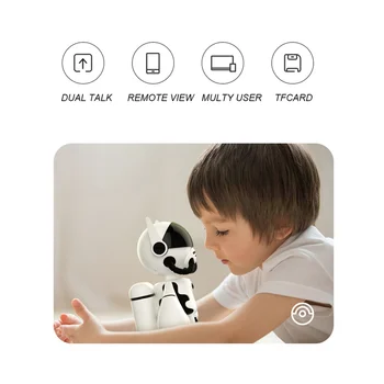 Уеб камера на робота-астронавти 1080P, IP безжична детска камера за сигурност Wifi с шумопотискане за нощно виждане (бяла)
