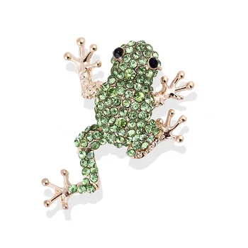 Луксозни брошки във формата на жаба с кристали за жени, унисекс, сватбени подаръци, брошки във формата на животни, безопасни игли, бижута, директна доставка