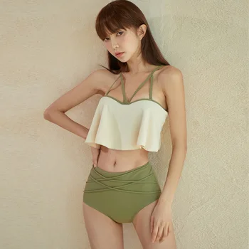 Дамски бански Wisuwore от две части Feel Small Fresh 2023 Нови японски и корейски бански костюми за почивка с малки гърди