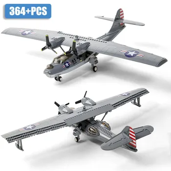 Военен MOC Consolidated PBY-5A Catalina Модел Самолет Строителни Блокове САМ Гидросамолет Градски Самолет Тухли Играчки За Детски Подаръци