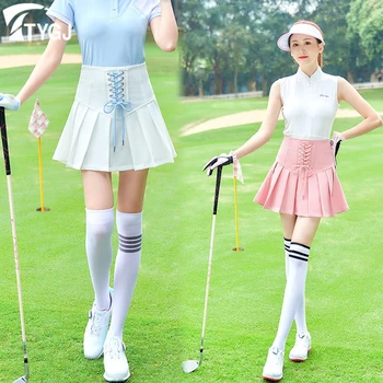 Нов дамски панталон за голф, спортна пола за тенис, лейси ежедневна пола за голф, плиссированная къса пола трапецовидна форма с предпазни долните панталони