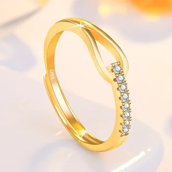 Иглата е от сребро 925 проба, дамска мода, висококачествени бижута, CZ Crystal, пръстен с цирконий HS0108