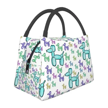Цветна чанта за обяд за кучета с въздушно топка, балони с художествен принтом, Реколта кутия за обяд, Преносими чанти-тоут, Водоустойчив Дизайнерска чанта-хладилник