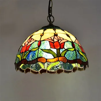 Окачен лампа TEMAR Тифани, led лампа, модерни цветни осветителни тела за украса на дома трапезария