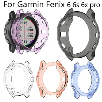 Защитен калъф за смарт часовници на Garmin Fenix 6 Fenix 6X 6S Pro, мек калъф от TPU, който предпазва от удари при падане, Прозрачна рамка