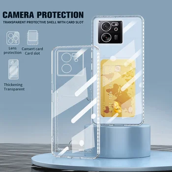 Прозрачен Слот За картодържателя Чанта-Портфейл Xiaomi 13T Pro Xiomi Mi13T 13t Pro Xiaomi13TPro Case Защита на Камерата устойчив на удари Funda