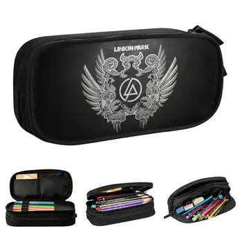 Linkinpark Nu-Метален молив случай, прекрасна рок музикална чанта за писалки, студентски ученически пособия голям капацитет, подарък пеналы