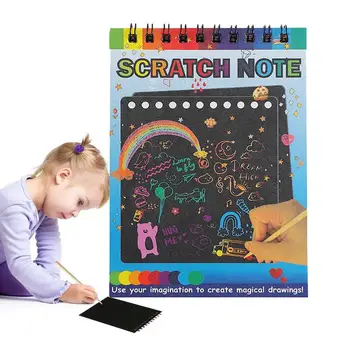 Детски играчки за рисуване драскотини 10шт Творчески албум за рисуване на изображения от Анимационни хартия Инструмент за графити със собствените си ръце Розова играчка за деца