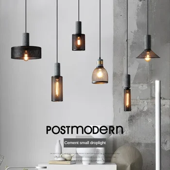Модерен индустриален окачен лампа в стил loft от цимент, за да премине в ресторант, изкован iron лампа, led реколта висящи полилеи